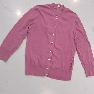 J crew pink cardigan sweater. 3/4 sleeves. Waist  length. Great condition.